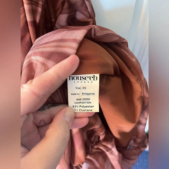 House of CB Clementine Cutout Ruched One Shoulder Corset Swirl Print Mini Dress - Picture 8 of 9